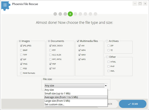 Select additional scanning options